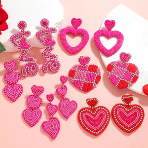 Pendientes Artesanales con Motivo de Mariposa, Bordados con Cuentas, Base de Algodón Ligero, Estilo de Joyería Tradicional con Corazón, 149 - Product Image 1