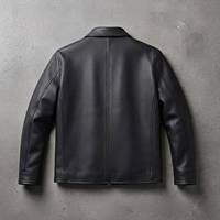 Veste en cuir PU marron pour homme, fermeture éclair, col rabattu, coupe courte, style décontracté, pour l'automne