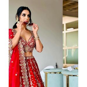 Ropa de Diseño India y Pakistaní, Hermoso Lehenga Choli con Bordado de Hilo - Product Image 6