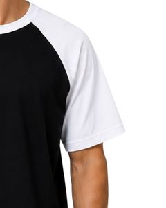 Manufacturer Black And <b>White</b> Raglan T Shirt For Men Short Sleeve Crew Neck Cotton <b>Tee</b> Custom Casual Streetwear Color Block Top - Product Image 4