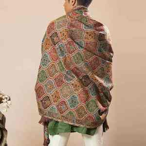 Traditional Luxury <b>Embroidered</b> Pashmina Wool <b>Shawl</b> Soft Warm Breathable Handcrafted Solid Men's Elegant Winter Wrap - Product Image 5