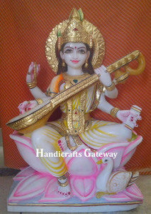 Beautiful Makrana Marble Saraswati Maa - Product Image 3