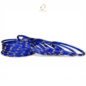 Vente directe du fabricant : Bracelets en verre cachemiri bleu roi, ensemble goutte de pluie, cristaux pour femmes, pour mariage, prix de gros - Product Image 3