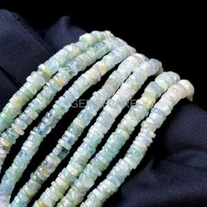 Natural Aquamarine Heishi Disc Beads 4-5MM Smooth Aquamarine Gemstone Beads Strand For Jewelry Making Wholesale Loose Beads Bulk - Product Image 4
