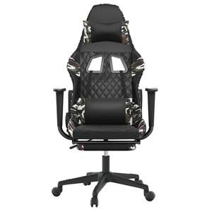 Silla de Juego de Piel Sintética Negra y Camuflaje con Asiento de Espuma y Madera Contrachapada Metálica, Duradera y Elegante para Gamers - Product Image 3