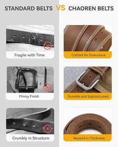 Cinturón Casual de Cuero Genuino Chaoren, Hebilla de Metal Sólida, Diseño Rectangular Ancho y Duradero, Accesorio de Vestir para Oficina y Trabajo - Product Image 2