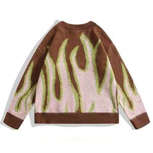 <b>Men</b> Knitted <b>Cardigan</b> Flame Print Button Front Autumn Sweater Regular Sleeve Acrylic Material - Product Image 2