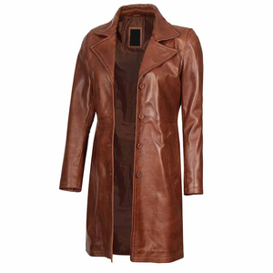 Manteau long d'hiver pour homme 2026 en cuir véritable tressé, teint uni, avec fermeture éclair, en peau de mouton et fourrure, style le plus récent - Product Image 5