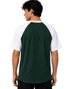 Manufacturer Customized Dark Forest Green And <b>White</b> Raglan T Shirt For Men Short Sleeve Crew Neck Cotton <b>Tee</b> Custom Casual - Product Image 2