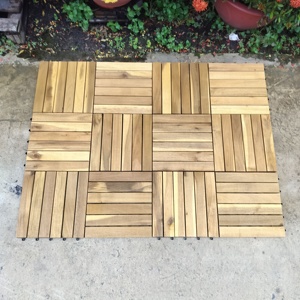 Dalles de terrasse emboîtables en bois d'acacia, dalles de sol pour terrasse, pour finition intérieure et extérieure, teck doré, 300 x 300 mm - Product Image 5