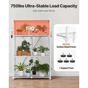 Scaffale Pieghevole a 4 Ripiani 36L X 21P X 60H Pollici, Unità di Stoccaggio in Metallo con 5 Ruote, Organizzatore Senza Montaggio - Product Image 4