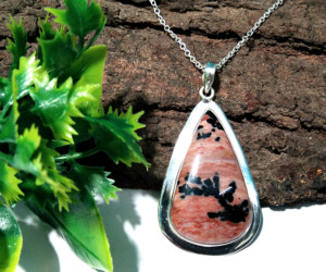 Collar de Cadena con Gema de Ópalo Dendrítico Natural, Hecho a Mano, Unisex, Plata de Ley 925, Colgante de Moda - Product Image 6