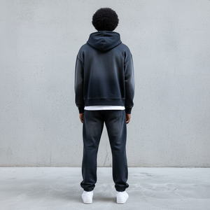 Survêtement streetwear baggy personnalisé décontracté épais coupe courte effet délavé à la soleil avec cordon de serrage, extensible dans les quatre sens, anti-UV et orné de strass - Product Image 5