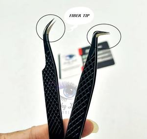 Plasma noir pointes pointues pince à épiler extension de cils poignée profonde botte à 90 degrés forme incurvée outil de beauté en acier inoxydable - Product Image 6