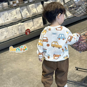 Vêtements d'hiver pour enfants, mode et chaleur, t-shirts à manches longues en coton décontractés pour garçons, imprimé voiture, ensembles de vêtements pour tout-petits - Product Image 2