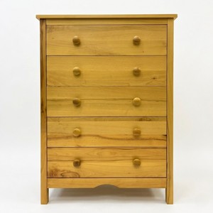 Commode à 5 tiroirs en bois massif, style scandinave, en pin, pour chambre à coucher, autoportante - Product Image 2