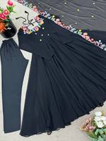 Abaya noire brodée en georgette, ensemble trois pièces coupe ajustée Anarkali, Salwar Kameez, tenue ethnique indienne et pakistanaise pour mariage, IndoWeaves, longueur midi