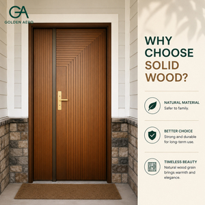 Puerta de Entrada Contemporánea Golden Aero de Madera Sólida con Acabado y Diseño de Ranuras para Uso Exterior, Tipo Batiente GA-35L - Product Image 3