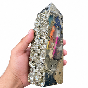 Torre de Cristal de Pirita Druzy Natural, Obelisco Pulido Dorado, Ecológico, Gema de Feng Shui para la Abundancia y la Decoración del Hogar - Product Image 6