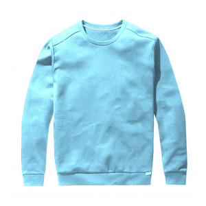 Sudadera de Cuello Redondo Azul Claro para Hombre, Informal, Lisa, de Manga Larga, de Forro Polar, Básica de Invierno, de Algodón, Prenda de Moda - Product Image 1
