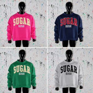 Suéter de cuello simulado personalizado para mujer, 100% algodón, color gris Sugar Rush, Greek Life Sorority Fraternity Collegiate Varsity Campus Apparel - Product Image 5