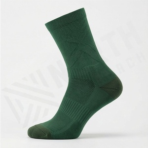 Green Crew <b>Socks</b> Solid Color Knitted Breathable Regular Style for Adults Casual Daily Use - Product Image 3