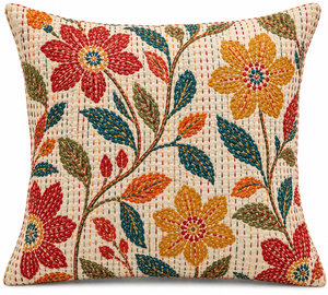 Housse de coussin carrée moderne en coton tissé tufté à motif floral et oiseaux, faite à la main, amovible, lavable, personnalisable, OEM, vente en gros - Product Image 3