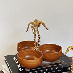 Luxury Silver <b>3</b> Section Serving Bowl With Gold Reindeer Handle Elegant Metal Triple Nut Tray For Christmas Home Decor - Product Image 4