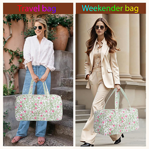 Handmade Cotton Quilted Luxury Fashion Durable Weekender <b>Bag</b> Floral Block Print Duffle Bohemian <b>Overnight</b> Travel Tote Large Gym - Product Image 5