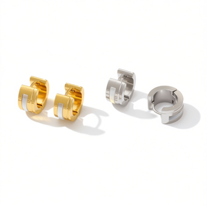 Orecchini a Cerchio Kk in Acciaio Inossidabile Oro e Argento 6mm 12 Pezzi - Product Image 2