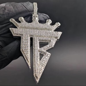 Iced Out Crown <b>Initial</b> <b>Pendant</b> CZ Diamond Custom Letter <b>Pendant</b> Hip Hop Necklace Charm Personalized Jewelry - Product Image 3