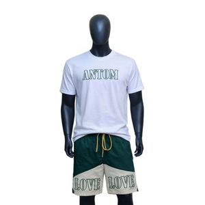 Camiseta de algodón con logotipo personalizado y pantalones cortos de poliéster de dos tonos, conjunto de verano de 2 piezas para hombre, conjunto de pantalones cortos casuales de estilo urbano. - Product Image 4