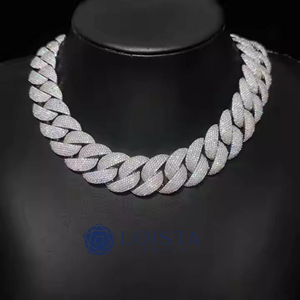 LOISTA Moissanite <b>Statement</b> <b>Necklace</b> 925 Silver Rhodium Plated Link Chain Round Brilliant Cut Party Jewelry Unisex Luxury - Product Image 1