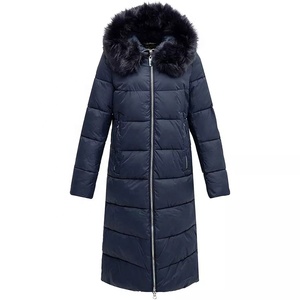 Veste longue noire matelassée avec capuche en fourrure, fermeture éclair, manteau d'hiver, style décontracté, rembourrage épais en polyester, vêtement d'extérieur unisexe - Product Image 2