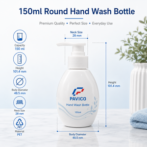 Botella Redonda de PET Blanca de 150 ml con Bomba para Jabón Líquido, Fabricante de Vietnam - Product Image 4
