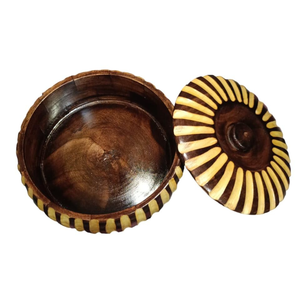 กล่องไม้แกะสลักลายสวยงามสำหรับใส่โรตี ปาราธา กล่องไม้สำหรับเก็บอาหารร้อน ภาชนะไม้สำหรับครัวเรือน ทำจากไม้มะม่วง - Product Image 4