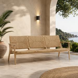 Fauteuil de salon 3 places en teck massif tressé, design tropical moderne, mobilier pour hôtel et villa, vente en gros, fabriqué en Indonésie - Product Image 5