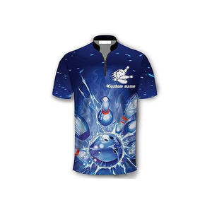 Button-Up Collar Men's <b>Bowling</b> for Polo Shirts Premium Sublimation Print Classic for Polo Wicking Fabric 100% Polyester Pattern - Product Image 2