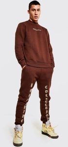 Ensemble de sweat-shirts à capuche unisexe en coton marron avec logo frontal, coupe classique, décontracté, pour l'automne, en molleton anti-plis - Product Image 1