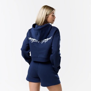 Wholesale Custom Full <b>Zip</b> Cropped Hoodie and Shorts Set Women Activewear Two Piece Tracksuit - Product Image 5