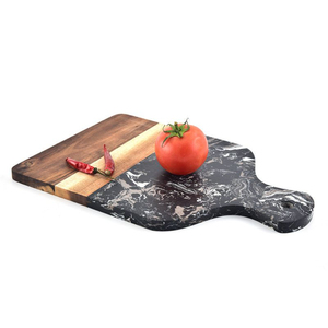 Planche à découper en marbre et bois HASHCART pour la décoration de cuisine, plateau de service pour viande, fromage, légumes et charcuterie - Product Image 3