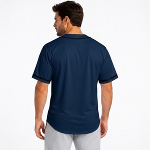 Maillot de baseball bleu marine pour homme, manches courtes, boutons sur le devant, tissu respirant en polyester, vêtements de sport, coupe classique, toutes saisons - Product Image 2