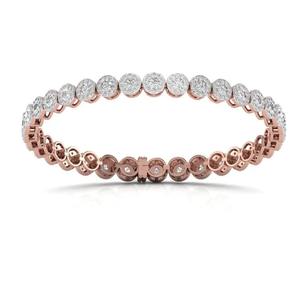 18K White Gold Cluster Diamond Tennis <b>Bracelet</b> | Round Brilliant Halo Eternity <b>Bracelet</b> for Women | Bridal Wedding Anniversary - Product Image 2