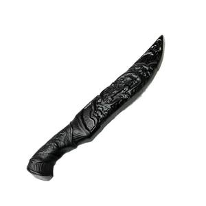 Cuchillo de Camping de Acero de Damasco Pulido a Mano con Funda de Cuero para Decoración del Hogar y Juego - Product Image 5