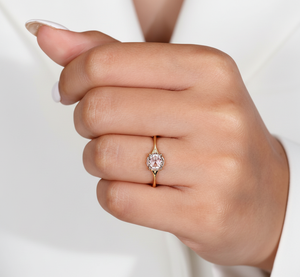 Anillo de Compromiso con Diamante Cultivado en Laboratorio de 1 Quilate, Corte Rosa, Chapado en Rodio sobre Oro Amarillo de 14K, VVS2, Certificado IGI, Regalo de Aniversario o Fiesta - Product Image 5