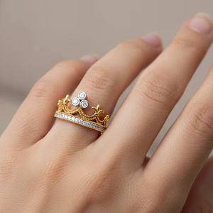 Anillo de Princesa con Corona de Oro de Lujo para Mujer con Diamante Personalizado, Joyería de Alta Calidad para Regalo - Product Image 5