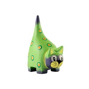 Figurine artisanale en bois d'albizia vert, queue de chat, peinte à la main, statue d'animal en bois, décoration rustique pour la maison, ornement de jardin, cadeau - Product Image 1