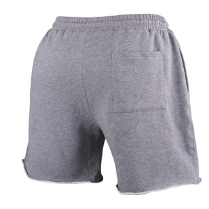 Shorts Bermuda pour homme, couleur unie gris, cordon de serrage, taille élastique, tricot en coton respirant, vêtements de sport décontractés - Product Image 2