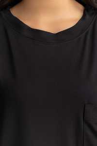 T-shirt classique noir à col rond, coupe ample, avec poche, impression personnalisée, manches courtes, respirant, pour femme, élégant et décontracté - Product Image 4