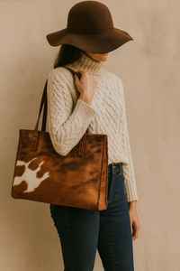 Elegante Bolso Tote de Cuero Genuino con Pelo para Mujer, Moda de Verano, Cierre Abierto, Bolso de Hombro Multifuncional LHTB-0127 - Product Image 2